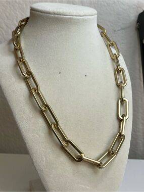 Matte gold tone chunky paper clip chain 22”